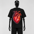 Le t-shirt Hearts de Gotham Mahtgo est noir. A l'arrière est floqué un coeur humain en grand. 
Mannequin : Squelette de dos